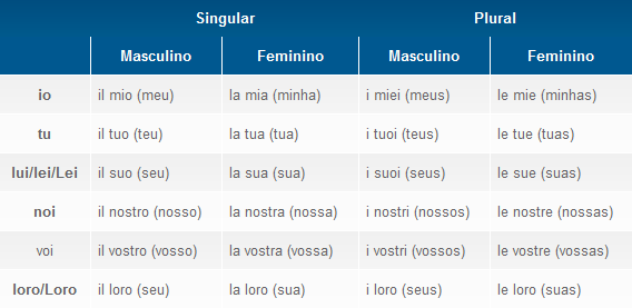 Pronomes possessivos